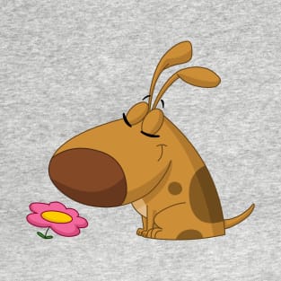 Dog Smelling Flower T-Shirt